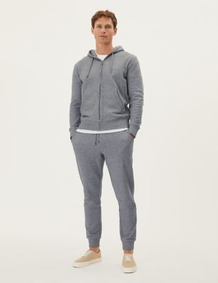 Marks And Spencer Mens M&S Collection Pure Cotton Cuffed Joggers - Grey Marl