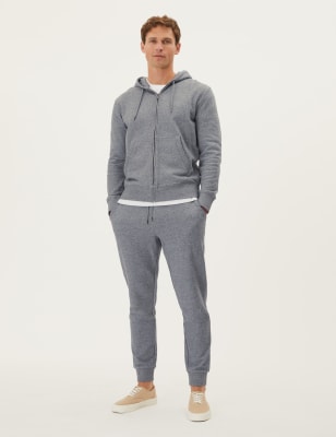 

Mens M&S Collection Pure Cotton Cuffed Joggers - Grey Marl, Grey Marl