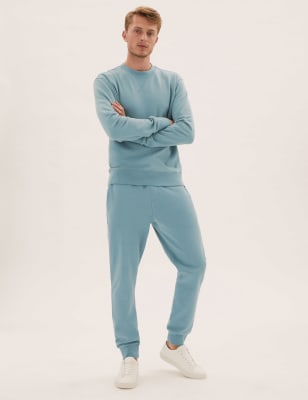 

Mens M&S Collection Jogginghose aus reiner Baumwolle mit Bündchen - Faded Green, Faded Green