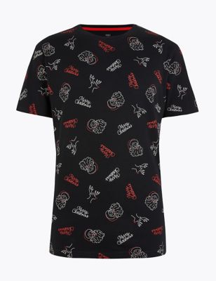 Christmas Pure Cotton Printed T-Shirt | M&S Collection | M&S