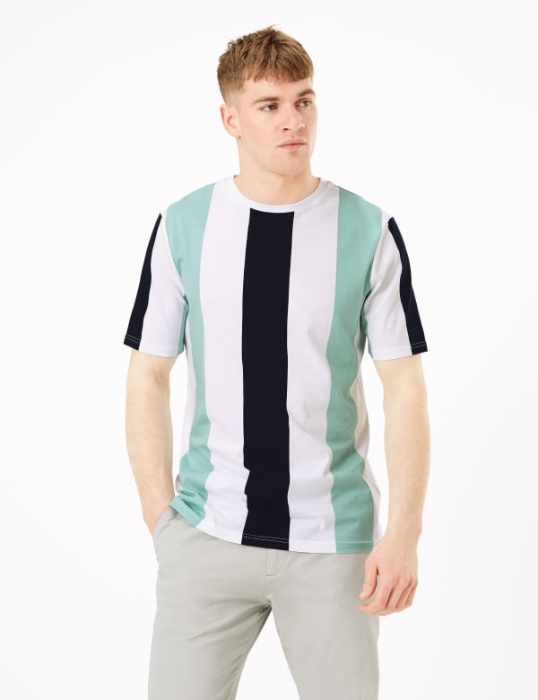 Pure Cotton Vertical Striped T-Shirt