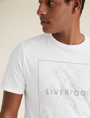  T-shirt 100 % coton à motif plan de Liverpool de style graphique - White