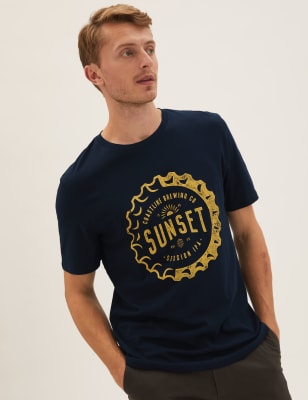 

Mens M&S Collection Cotton Graphic T-Shirt - Dark Navy, Dark Navy