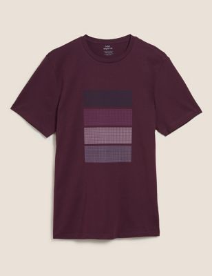 

Mens M&S Collection Pure Cotton Block Graphic T-Shirt - Berry, Berry