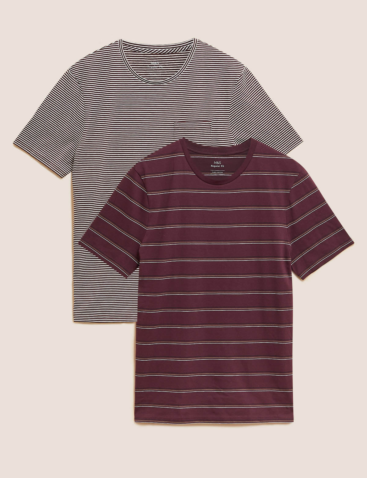 2 Pack Pure Cotton Striped T-Shirts