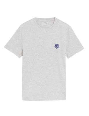 M&S Mens Cotton Blend Wolf Graphic T-Shirt
