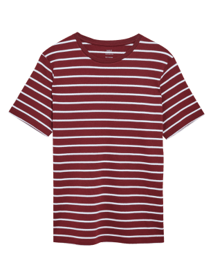 

Mens M&S Collection Pure Cotton Double Knit Striped T-Shirt - Burgundy, Burgundy