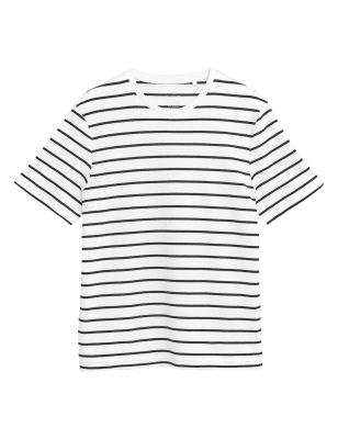 

Mens M&S Collection Pure Cotton Double Knit Striped T-Shirt - White Mix, White Mix