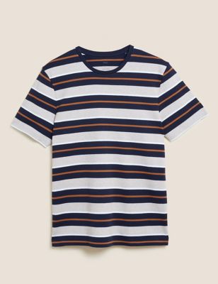 

Mens M&S Collection Pure Cotton Striped T-Shirt - Toffee, Toffee