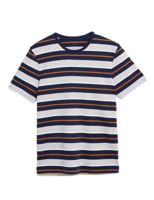 M&S Mens Pure Cotton Striped T-Shirt