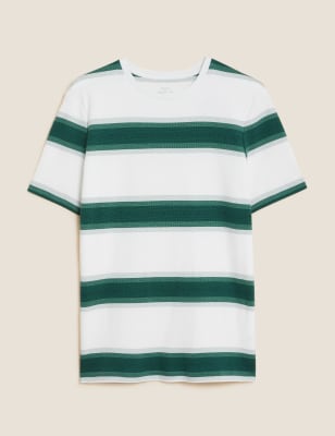 

Mens M&S Collection Pure Cotton Double Knit Striped T-Shirt - Ivory, Ivory