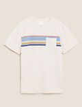Schweres T-Shirt aus reiner Baumwolle mit Streifen