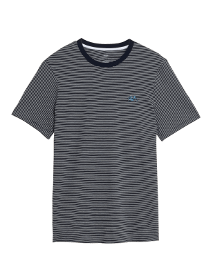 

Mens M&S Collection Pure Cotton Striped T-Shirt - Dark Navy, Dark Navy