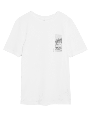 

M&S Collection Camiseta 100% algodón con gráfico de MiamiMens - White, White