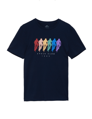 

Mens M&S Collection Pure Cotton Cycle Club Graphic T-Shirt - Dark Navy, Dark Navy