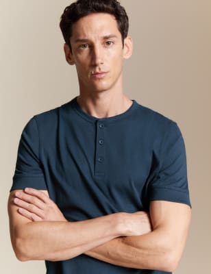 Pure Cotton Henley T-Shirt - AU