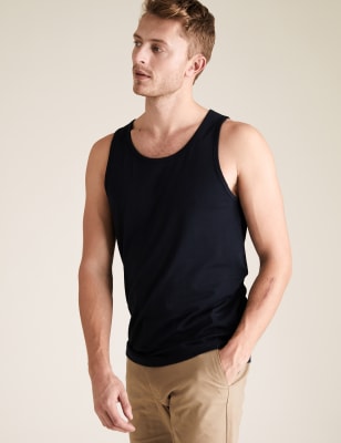 

Mens M&S Collection Schmal geschnittenes Unterhemd aus reiner Baumwolle - Navy, Navy