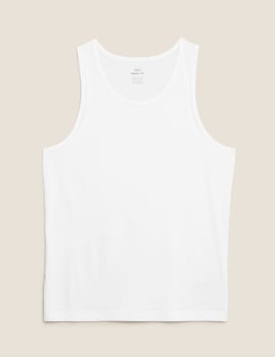 

Mens M&S Collection Schmal geschnittenes Unterhemd aus reiner Baumwolle - White, White