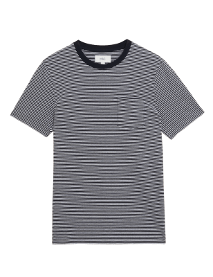 

Mens M&S Collection Pure Cotton Textured Striped T-Shirt - Dark Navy, Dark Navy