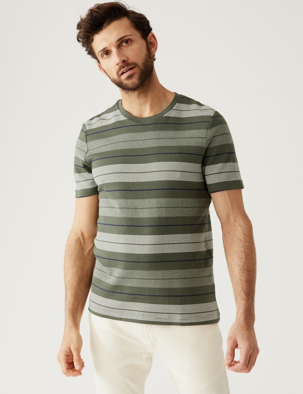 Pure Cotton Double Knit Striped T-Shirt image 3