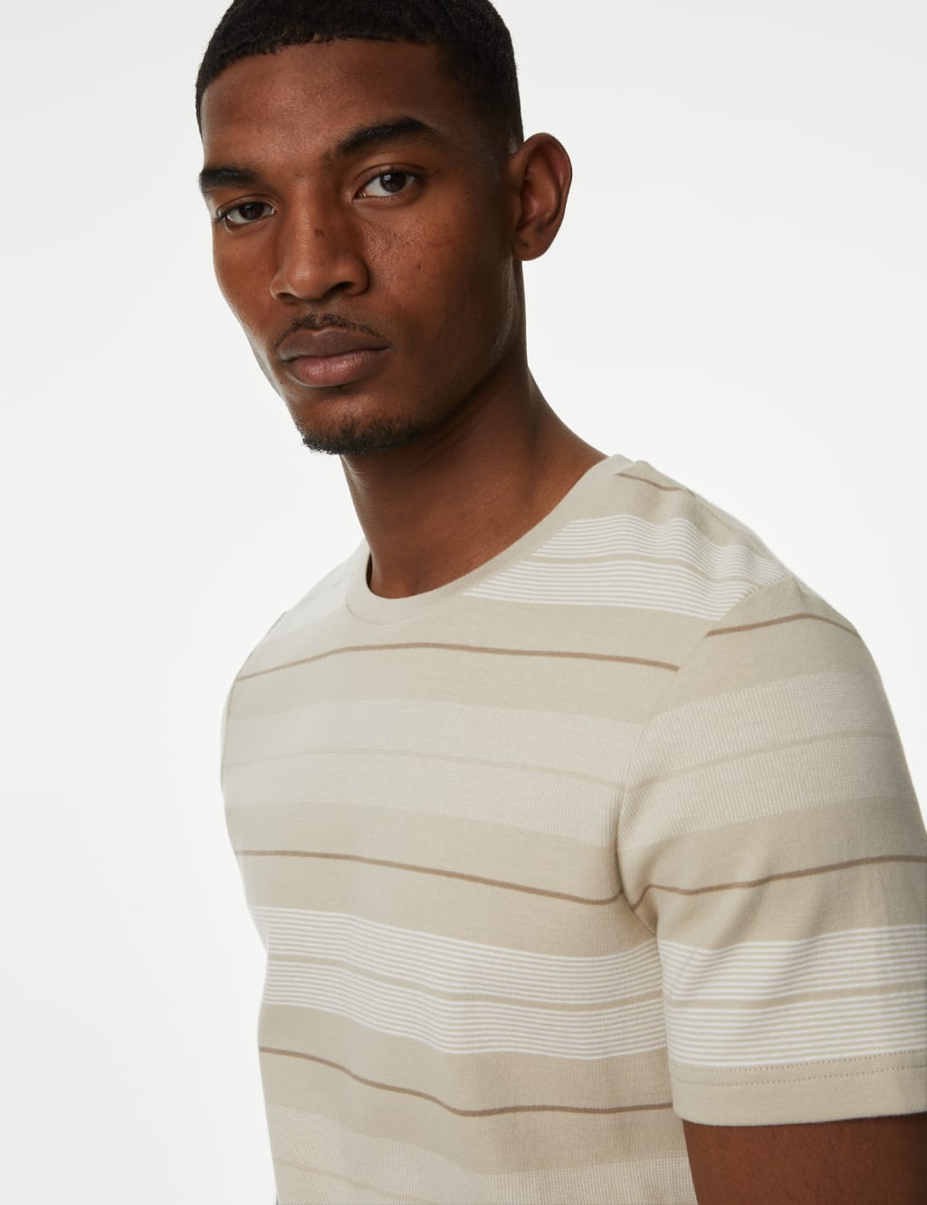 Pure Cotton Double Knit Striped T-Shirt image 1