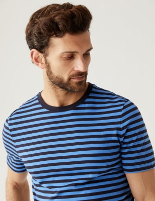 

M&S Collection Camiseta 100% algodón de rayasMens - Dark Navy, Dark Navy