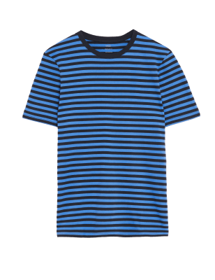 

M&S Collection Camiseta 100% algodón de rayasMens - Dark Navy, Dark Navy