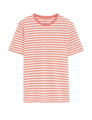 

M&S Collection Camiseta 100% algodón de rayasMens - Medium Coral, Medium Coral
