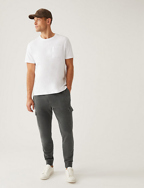 Marks And Spencer Mens M&S Collection Pure Cotton Joggers - Carbon