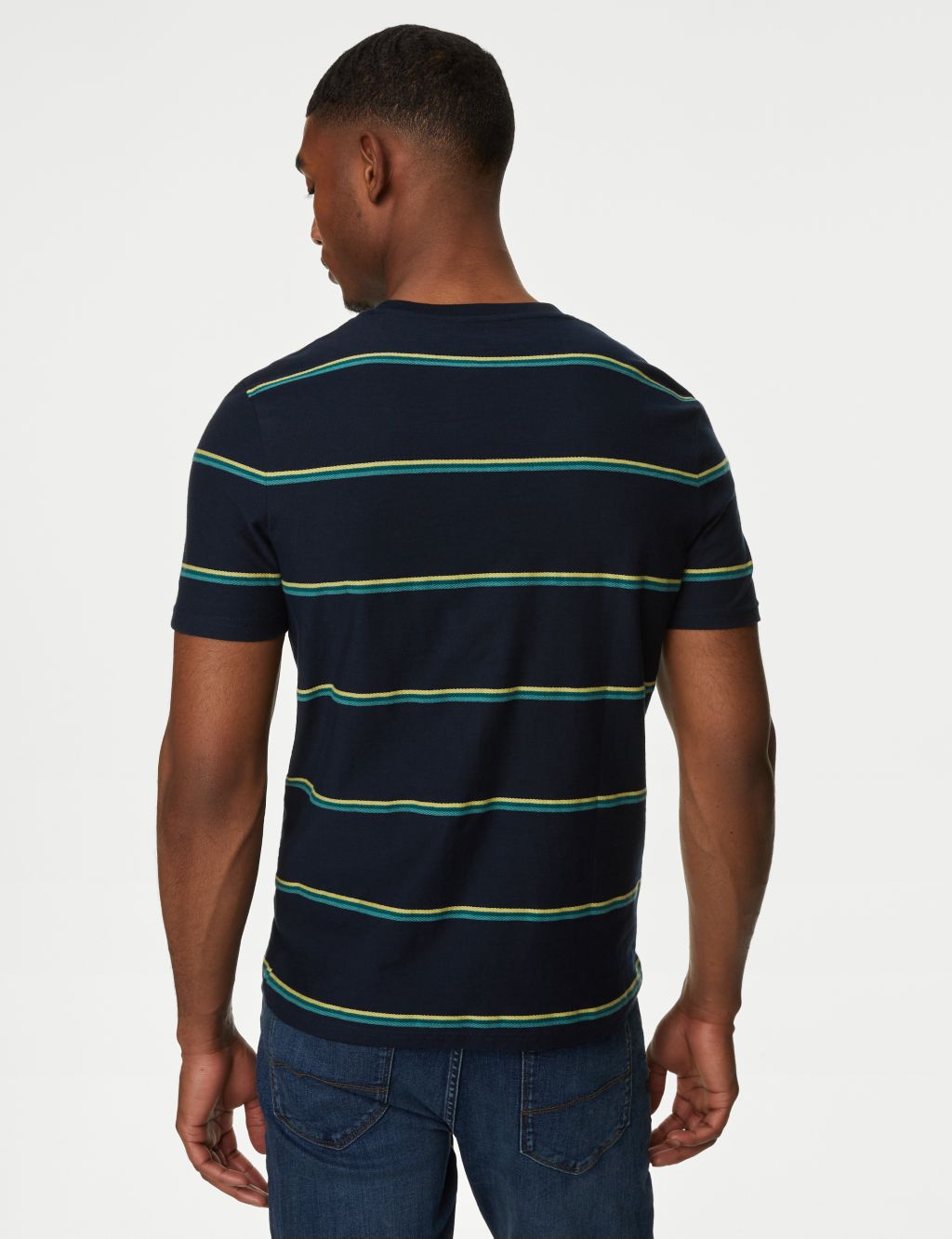 Pure Cotton Textured Striped T-Shirt image 5