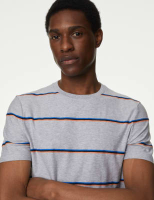 Pure Cotton Textured Striped T-Shirt