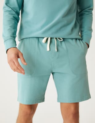 

Mens M&S Collection Drawstring Jersey Shorts - Dusted Aqua, Dusted Aqua