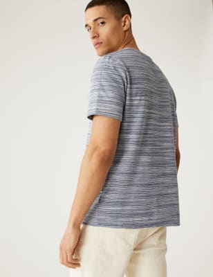 

Mens M&S Collection Cotton Rich Textured Crew Neck T-Shirt - Indigo Mix, Indigo Mix