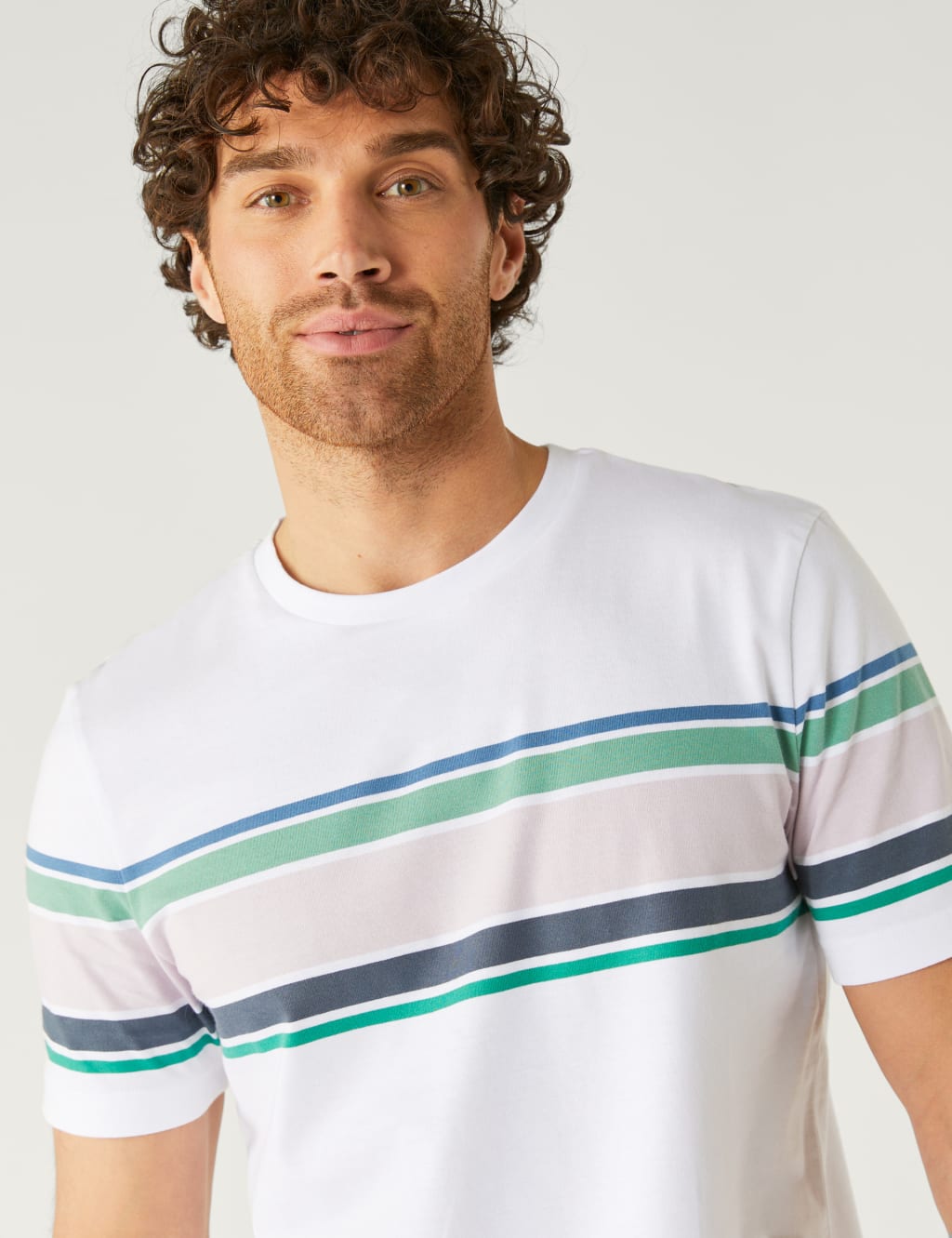 Pure Cotton Striped Crew Neck T-Shirt image 1