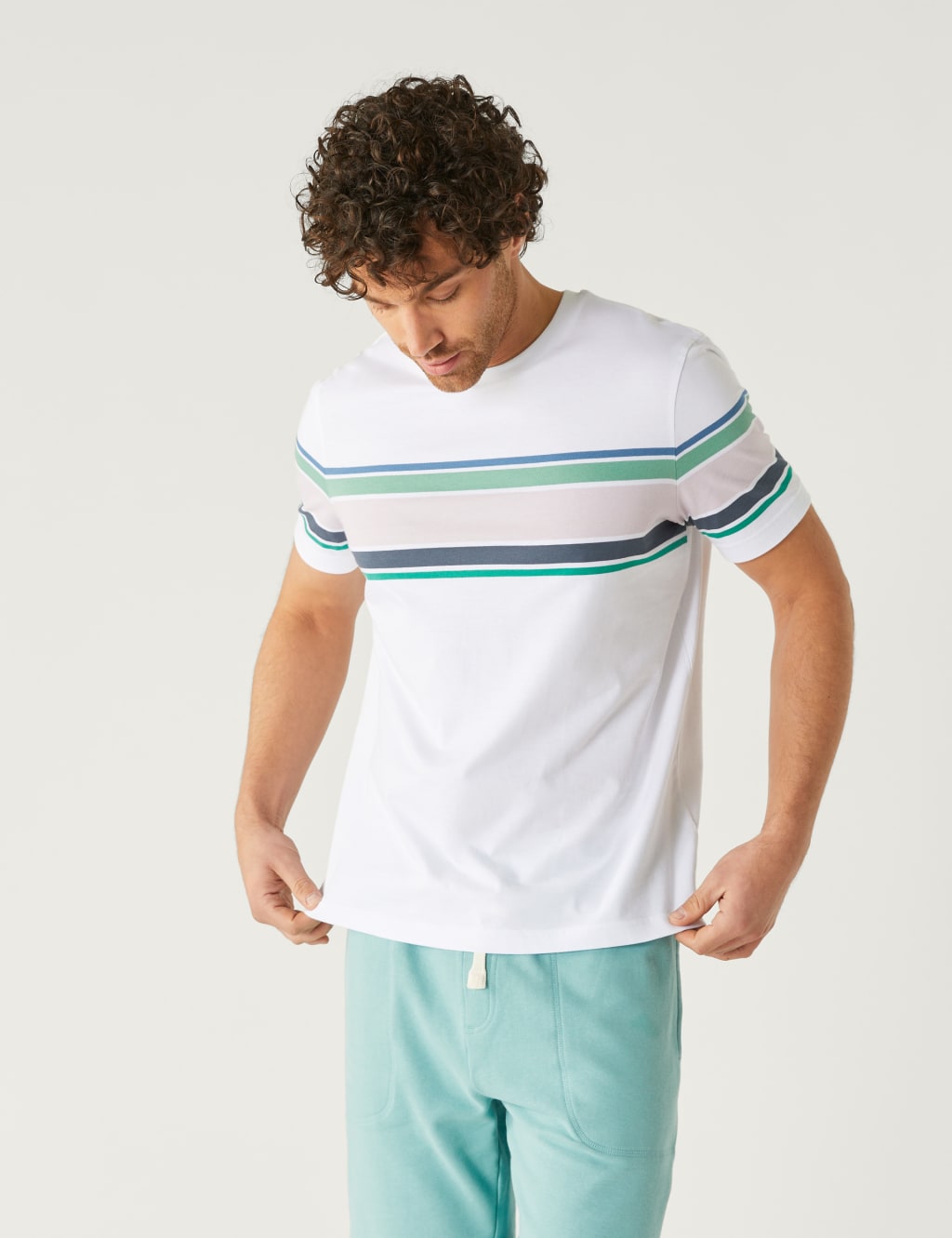 Pure Cotton Striped Crew Neck T-Shirt image 4