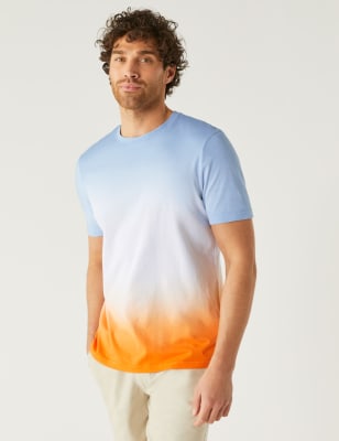 

Mens M&S Collection Pure Cotton Ombre T-Shirt - Orange Mix, Orange Mix