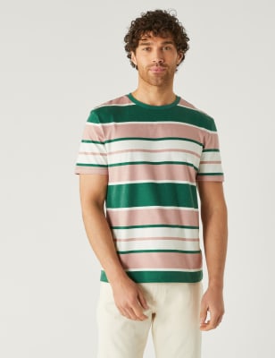

Mens M&S Collection Pure Cotton Colour Block T-Shirt - Green Mix, Green Mix