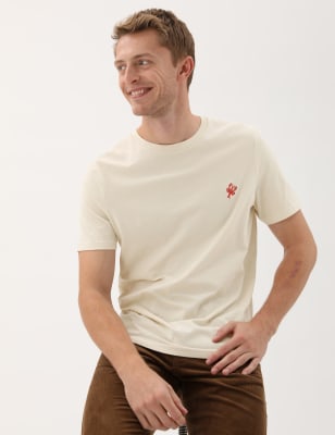 

M&S Collection Camiseta con bordado de langosta 100% algodónMens - Ecru, Ecru