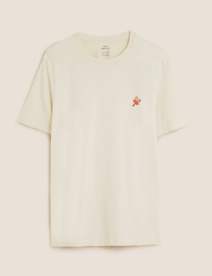 M&S Mens Pure Cotton Embroidered Lobster T-Shirt