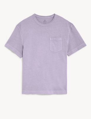

Mens M&S Collection Relaxed Fit Pure Cotton Crew Neck T-Shirt - Dark Lilac, Dark Lilac