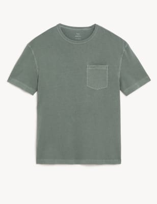 

Mens M&S Collection Relaxed Fit Pure Cotton Crew Neck T-Shirt - Dark Sage, Dark Sage