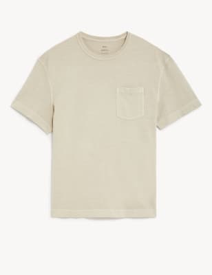

Mens M&S Collection Relaxed Fit Pure Cotton Crew Neck T-Shirt - Ecru, Ecru