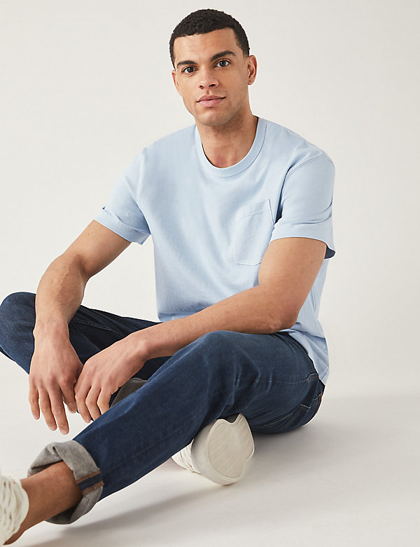 Relaxed Fit Pure Cotton Crew Neck T-Shirt - ID