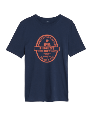 

Mens M&S Collection Pure Cotton IPA Graphic T-Shirt - Dark Navy, Dark Navy