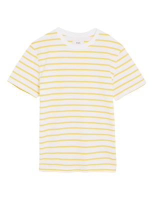 

Mens M&S Collection Pure Cotton Striped Heavy Weight T-Shirt - Dark Gold, Dark Gold