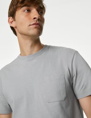 

Mens M&S Collection Pure Cotton Heavyweight T-Shirt - Light Grey, Light Grey