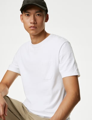 Marks And Spencer Mens M&S Collection Pure Cotton Heavyweight T-Shirt - White