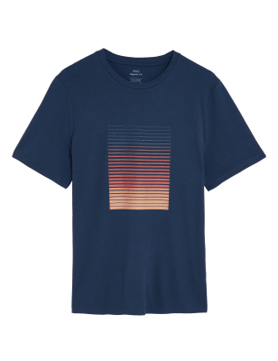 

Mens M&S Collection T-Shirt aus reiner Baumwolle mit Blockfarben und Rundhalsausschnitt - Dark Navy, Dark Navy