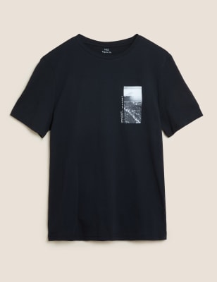 

Mens M&S Collection T-Shirt aus reiner Baumwolle „Tokyo“ - Black, Black
