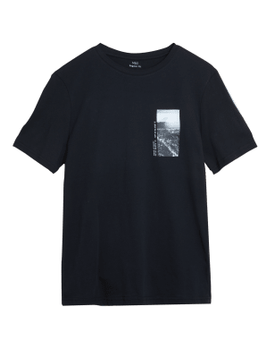 

Mens M&S Collection Pure Cotton Tokyo Print T-Shirt - Black, Black